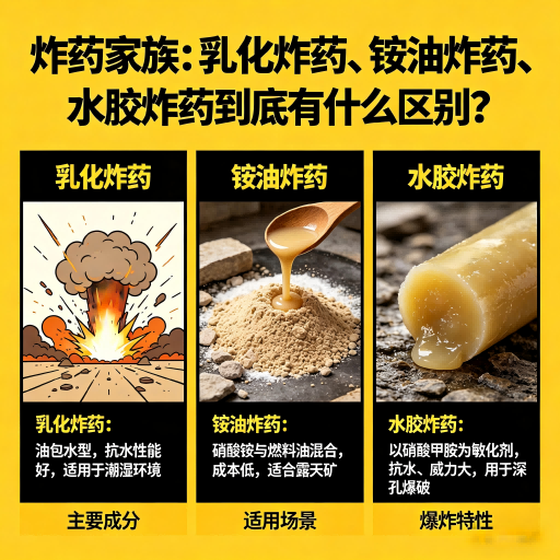 沐川炸药家族：乳化炸药、铵油炸药、水胶炸药到底有什么区别？